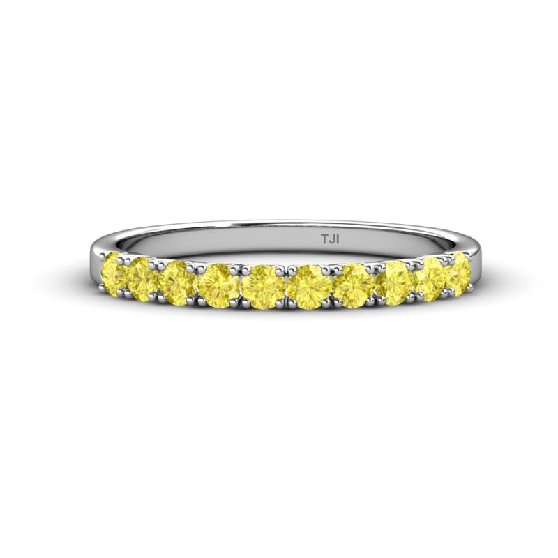 Emlynn 2.70 mm Yellow Sapphire 10 Stone Wedding Band 