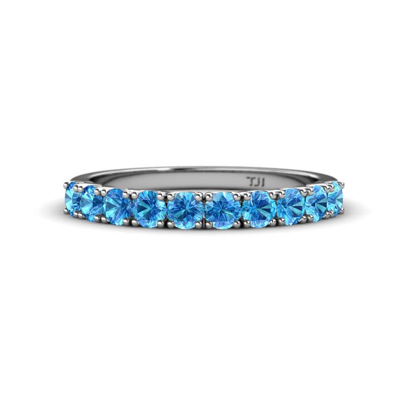 Emlynn 3.00 mm Blue Topaz 10 Stone Wedding Band 