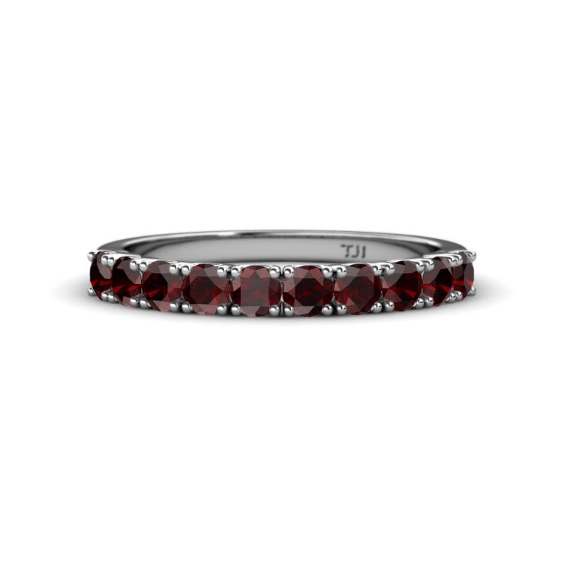 Emlynn 3.00 mm Red Garnet 10 Stone Wedding Band 