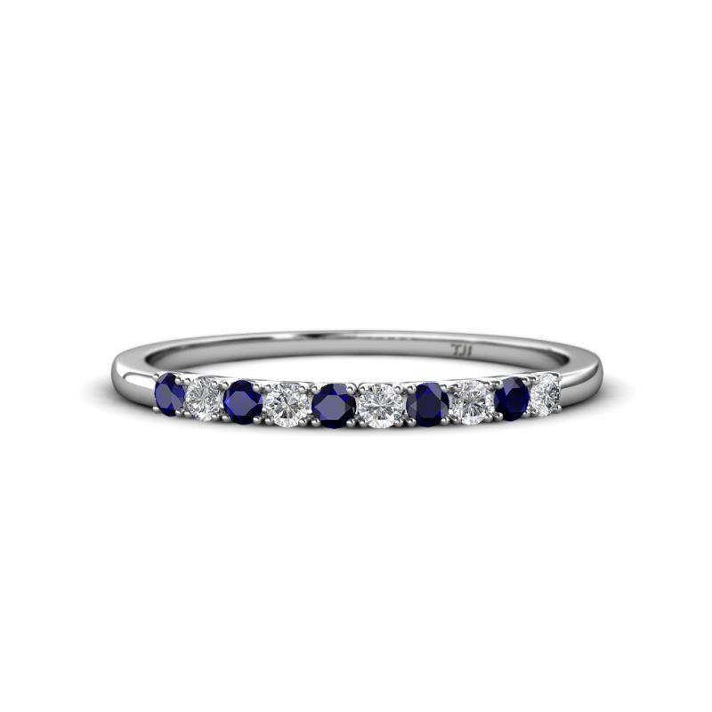 Emlynn 2.40 mm Blue Sapphire and Diamond 10 Stone Wedding Band 