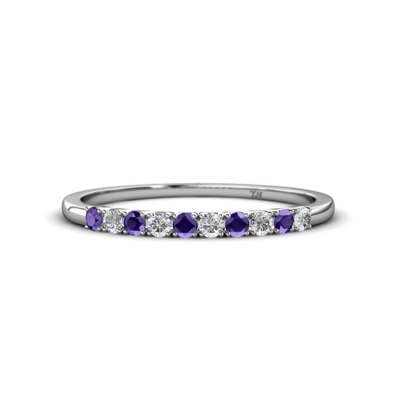 Emlynn 2.40 mm Iolite and Diamond 10 Stone Wedding Band 