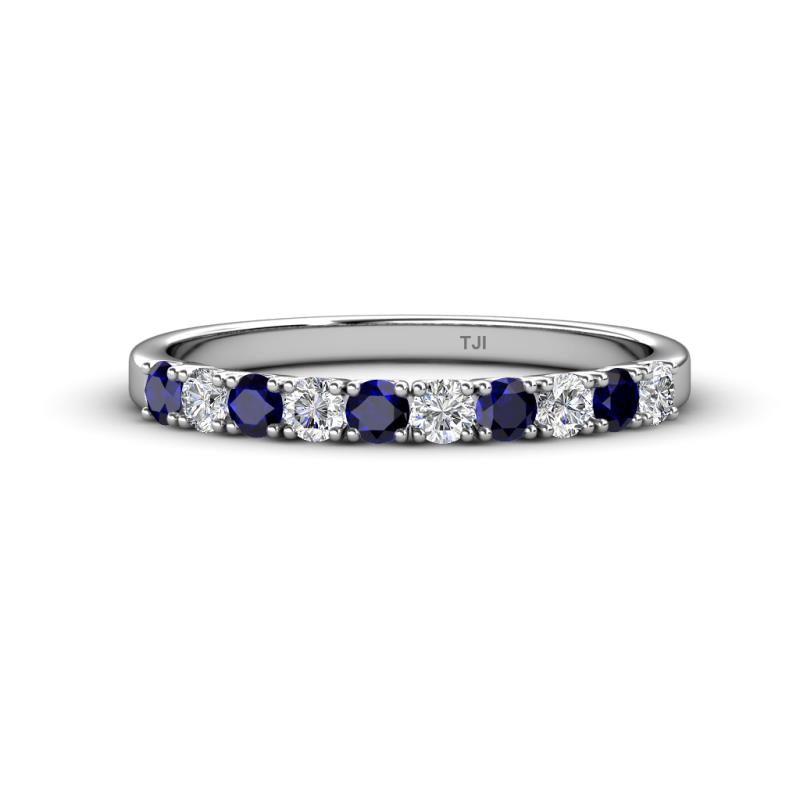 Emlynn 2.70 mm Blue Sapphire and Diamond 10 Stone Wedding Band 