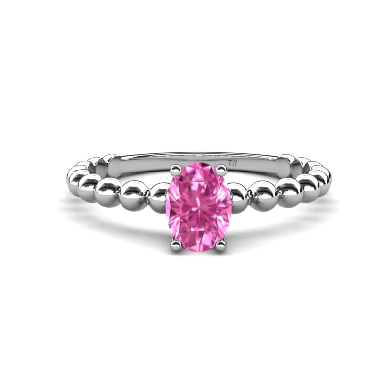 Helen Oval Cut Pink Sapphire Solitaire Promise Ring 