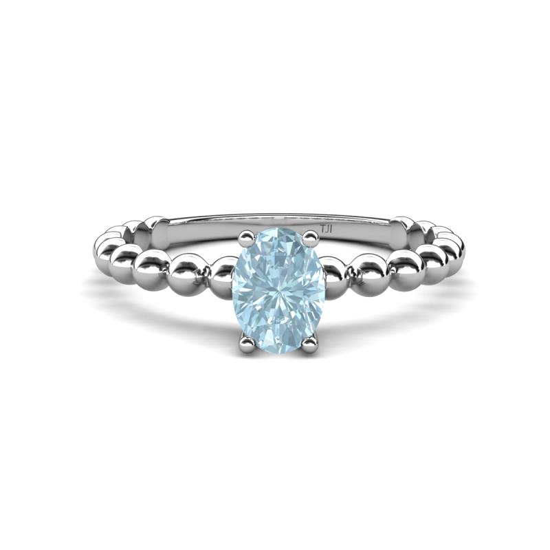 Helen Oval Cut Aquamarine Solitaire Promise Ring 