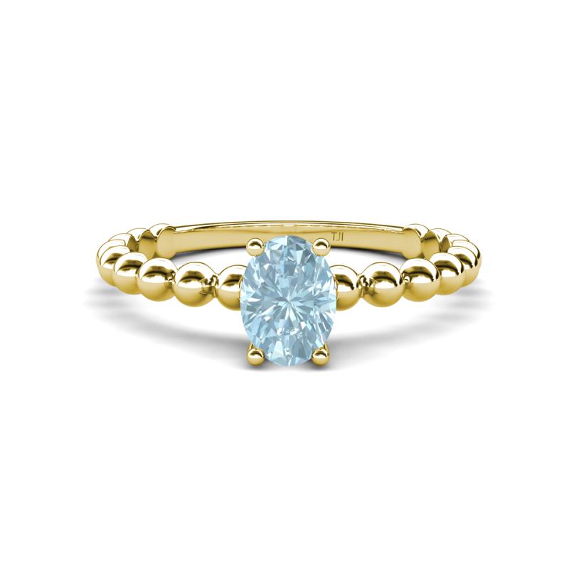 Helen Oval Cut Aquamarine Solitaire Promise Ring 