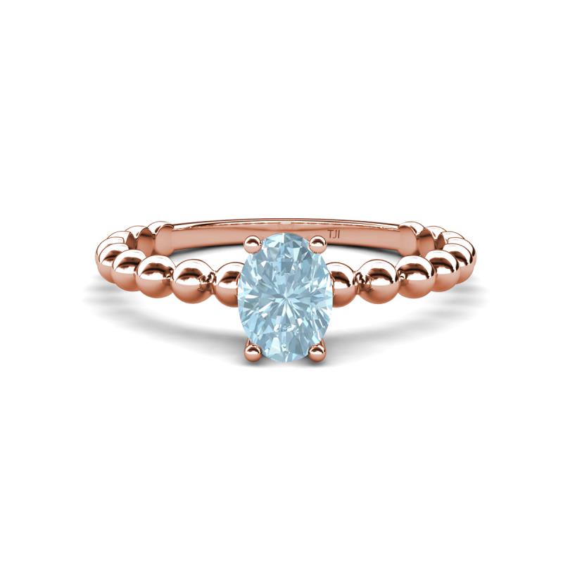 Helen Oval Cut Aquamarine Solitaire Promise Ring 