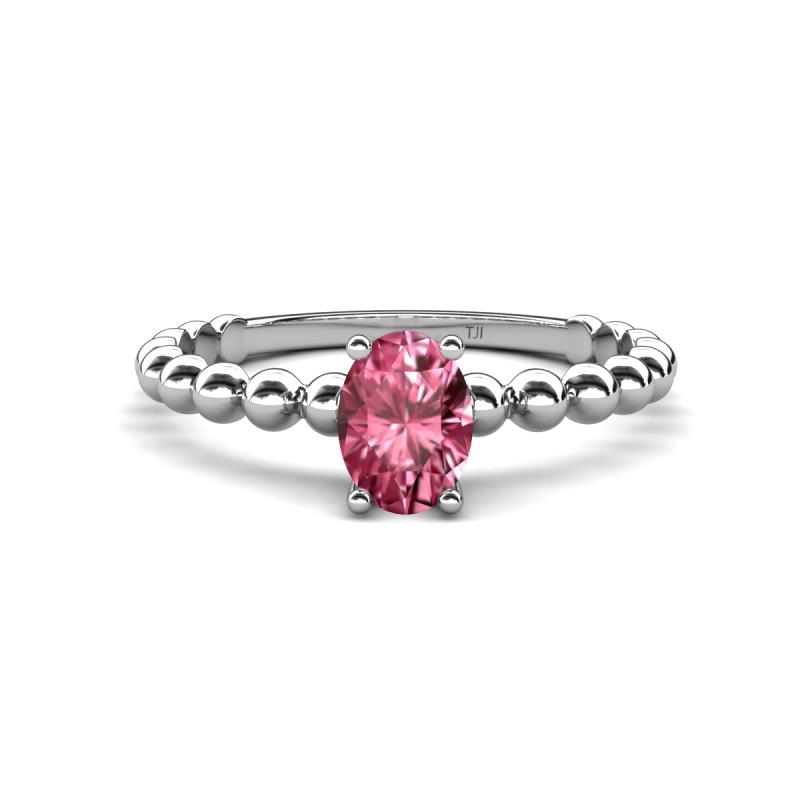 Helen Oval Cut Pink Tourmaline Solitaire Promise Ring 