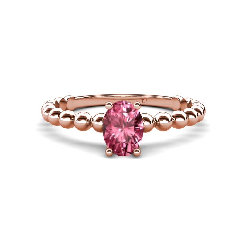 Helen Oval Cut Pink Tourmaline Solitaire Promise Ring 