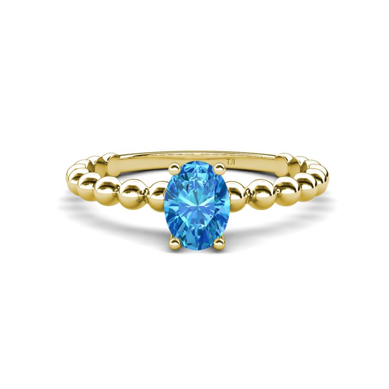 Helen Oval Cut Blue Topaz Solitaire Promise Ring 
