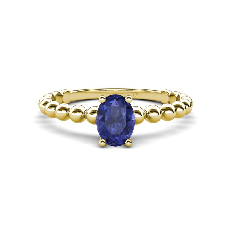 Helen Oval Cut Iolite Solitaire Promise Ring 