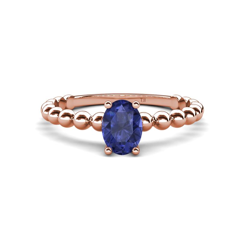 Helen Oval Cut Iolite Solitaire Promise Ring 