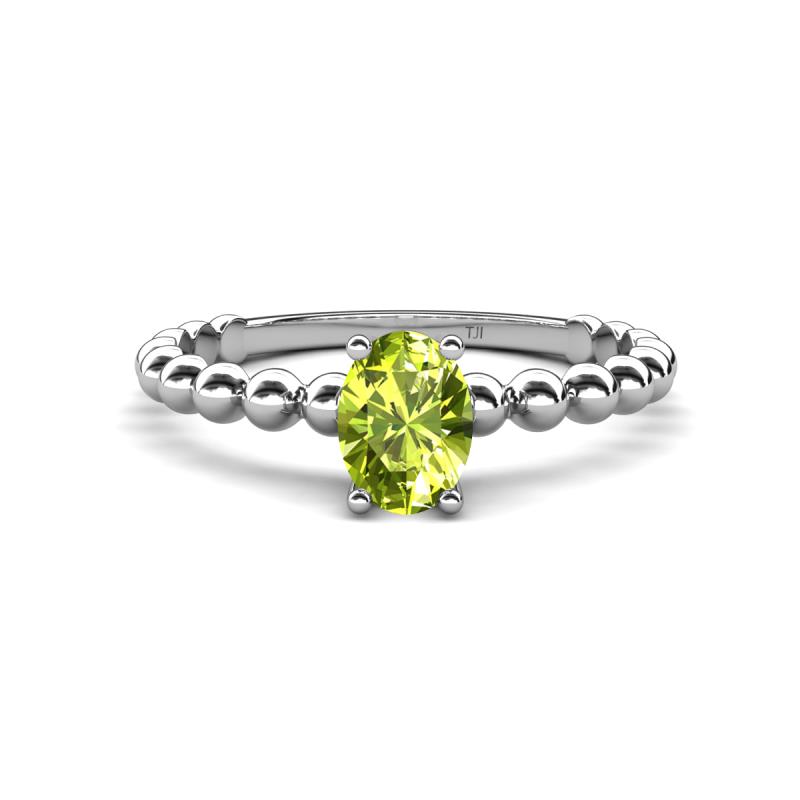 Helen Oval Cut Peridot Solitaire Promise Ring 