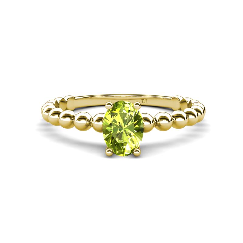 Helen Oval Cut Peridot Solitaire Promise Ring 