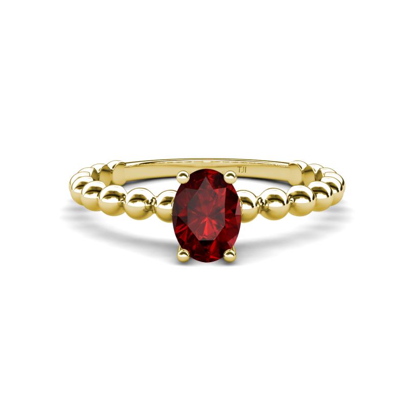 Helen Oval Cut Red Garnet Solitaire Promise Ring 