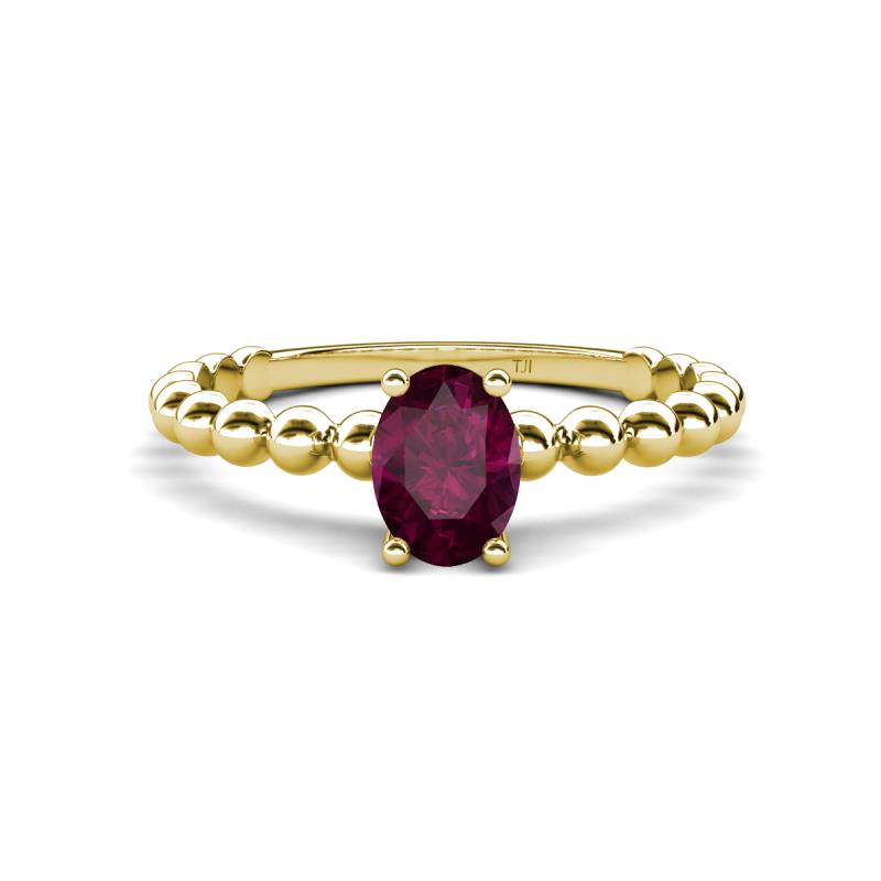 Helen Oval Cut Rhodolite Garnet Solitaire Promise Ring 