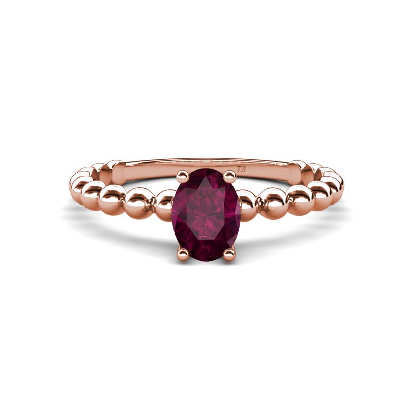 Helen Oval Cut Rhodolite Garnet Solitaire Promise Ring 