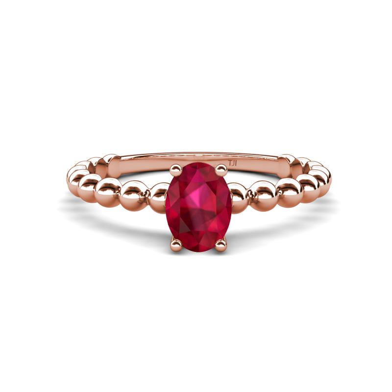Helen Oval Cut Ruby Solitaire Promise Ring 