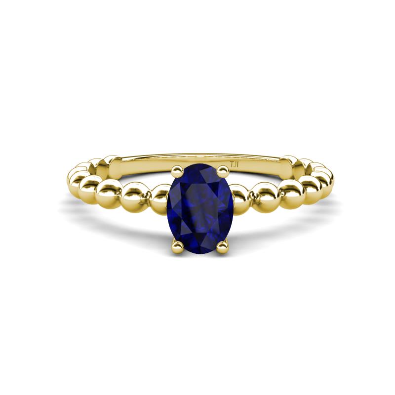 Helen Oval Cut Blue Sapphire Solitaire Promise Ring 