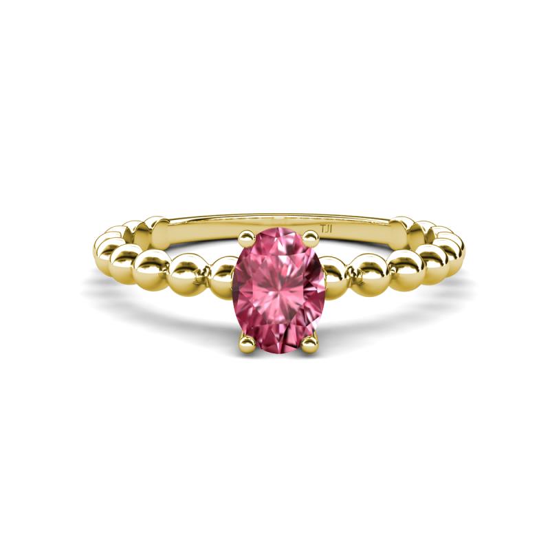 Helen Oval Cut Pink Tourmaline Solitaire Promise Ring 