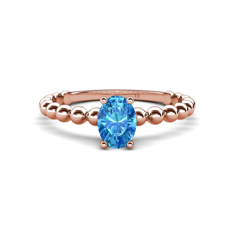 Helen Oval Cut Blue Topaz Solitaire Promise Ring 