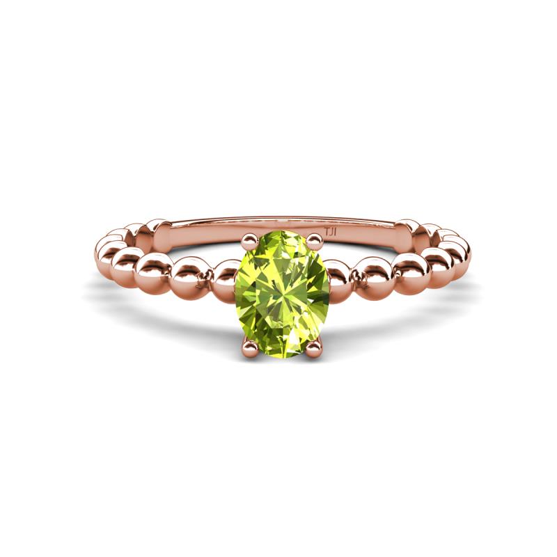 Helen Oval Cut Peridot Solitaire Promise Ring 