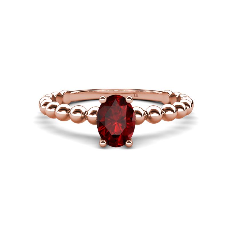 Helen Oval Cut Red Garnet Solitaire Promise Ring 