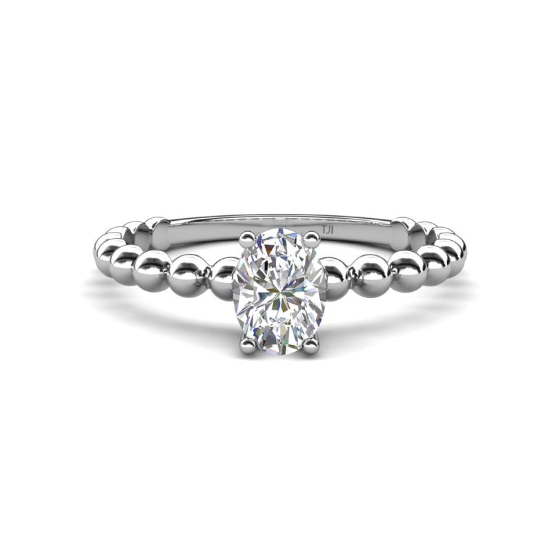Helen Oval Cut White Sapphire Solitaire Promise Ring 