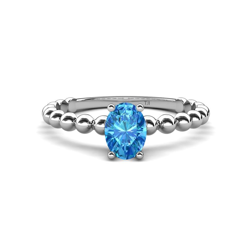 Helen Oval Cut Blue Topaz Solitaire Promise Ring 