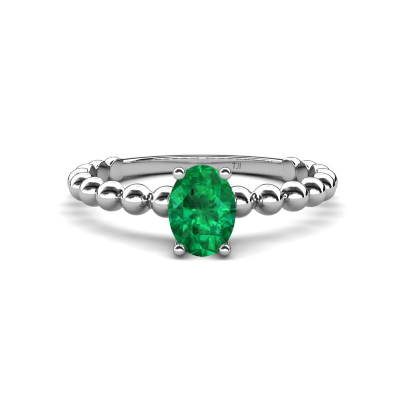 Helen Oval Cut Emerald Solitaire Promise Ring 