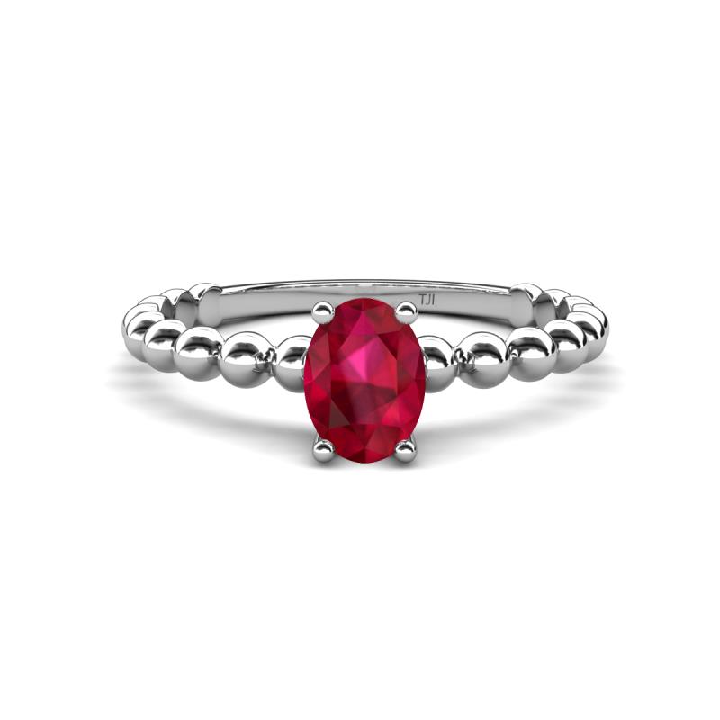 Helen Oval Cut Ruby Solitaire Promise Ring 