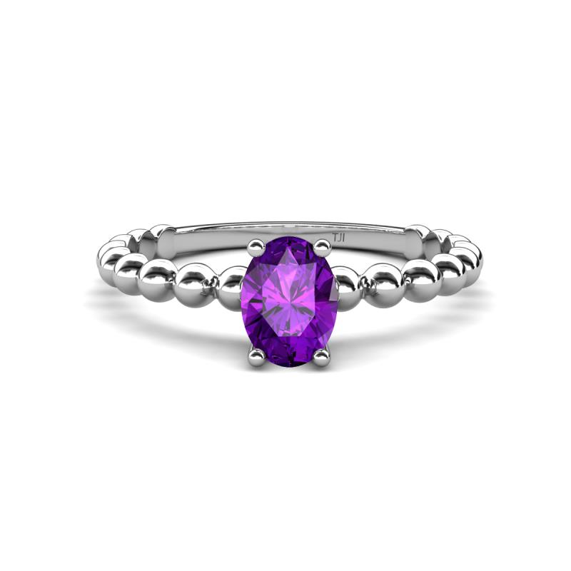 Helen Oval Cut Amethyst Solitaire Promise Ring 