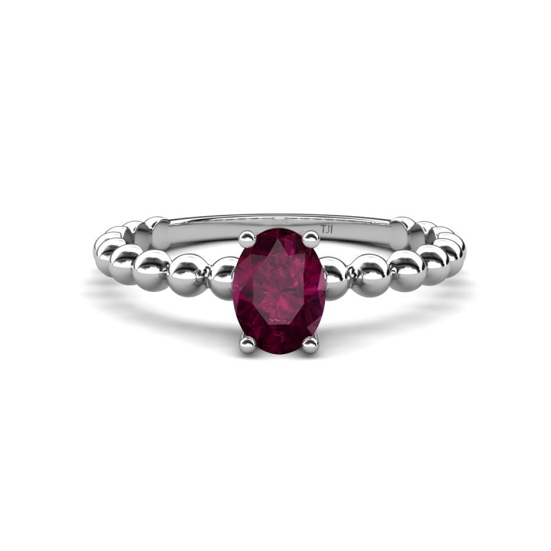 Helen Oval Cut Rhodolite Garnet Solitaire Promise Ring 