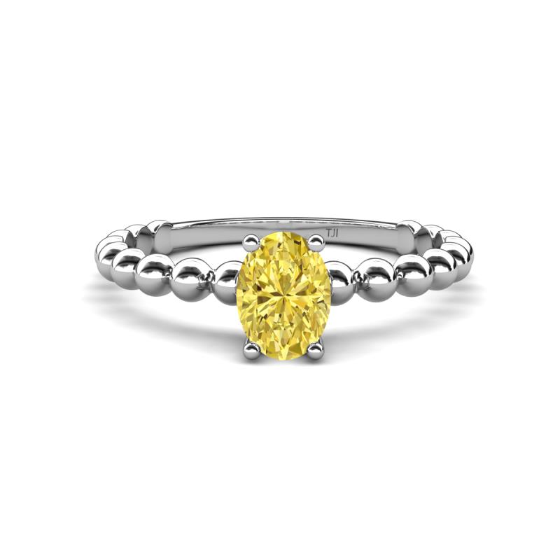 Helen Oval Cut Yellow Sapphire Solitaire Promise Ring 
