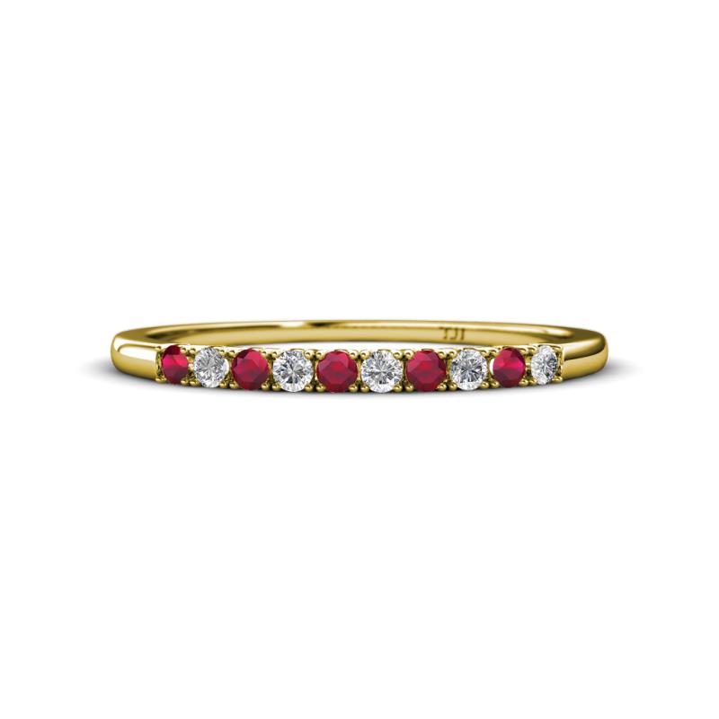 Emlynn 2.00 mm Ruby and Lab Grown Diamond 10 Stone Wedding Band 