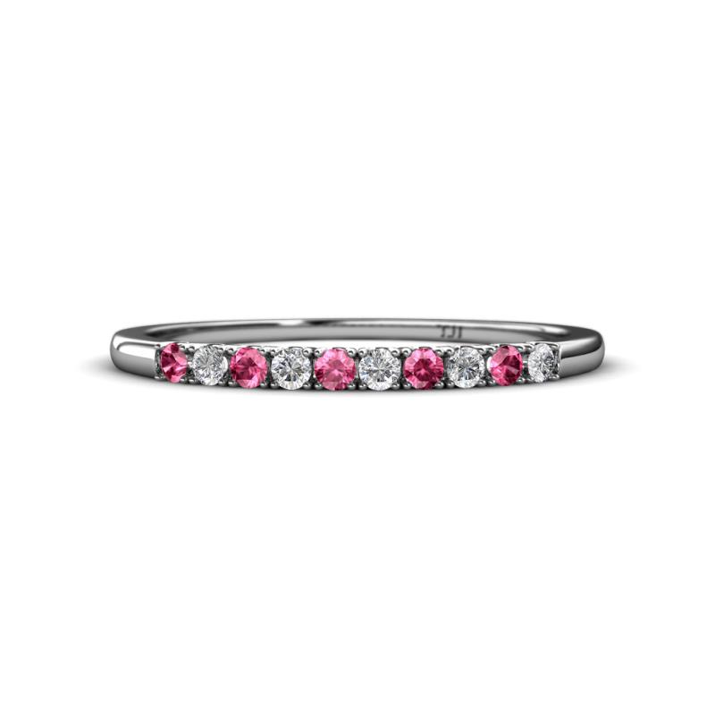 Emlynn 2.00 mm Pink Tourmaline and Lab Grown Diamond 10 Stone Wedding Band 