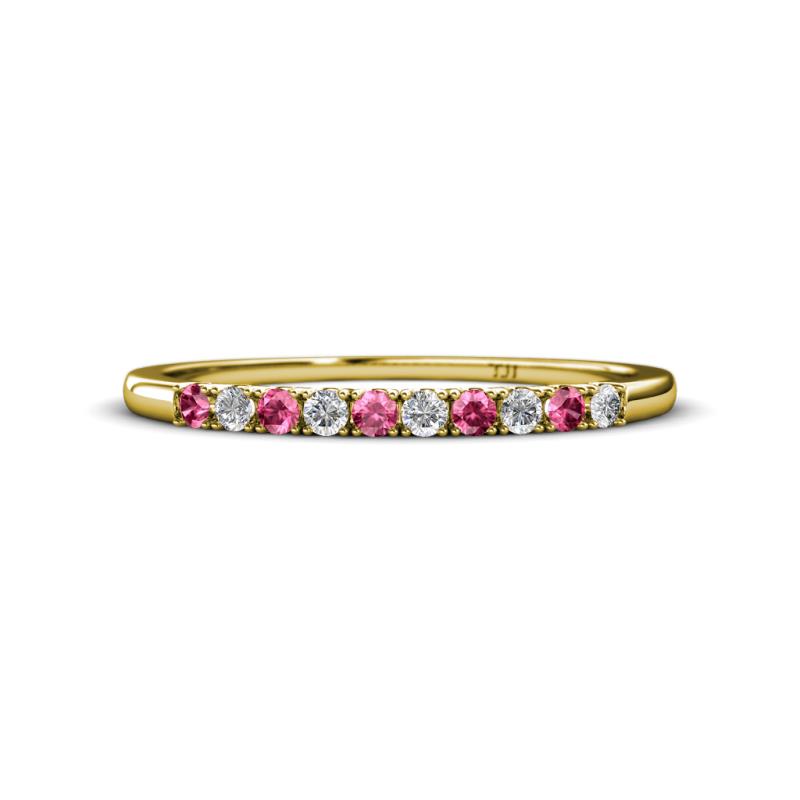 Emlynn 2.00 mm Pink Tourmaline and Lab Grown Diamond 10 Stone Wedding Band 