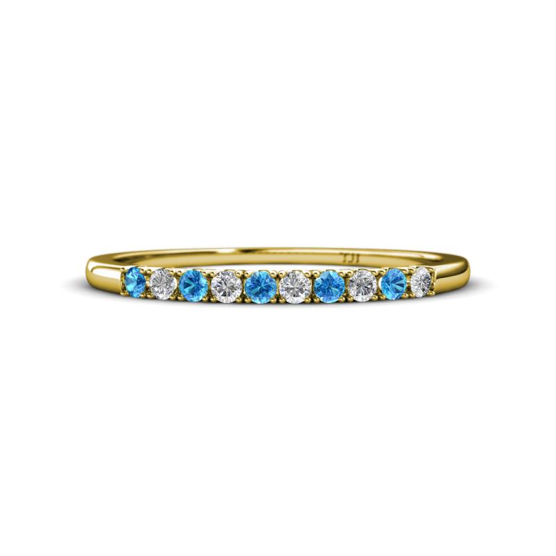 Emlynn 2.00 mm Blue Topaz and Lab Grown Diamond 10 Stone Wedding Band 
