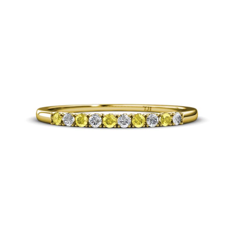 Emlynn 2.00 mm Yellow Sapphire and Lab Grown Diamond 10 Stone Wedding Band 