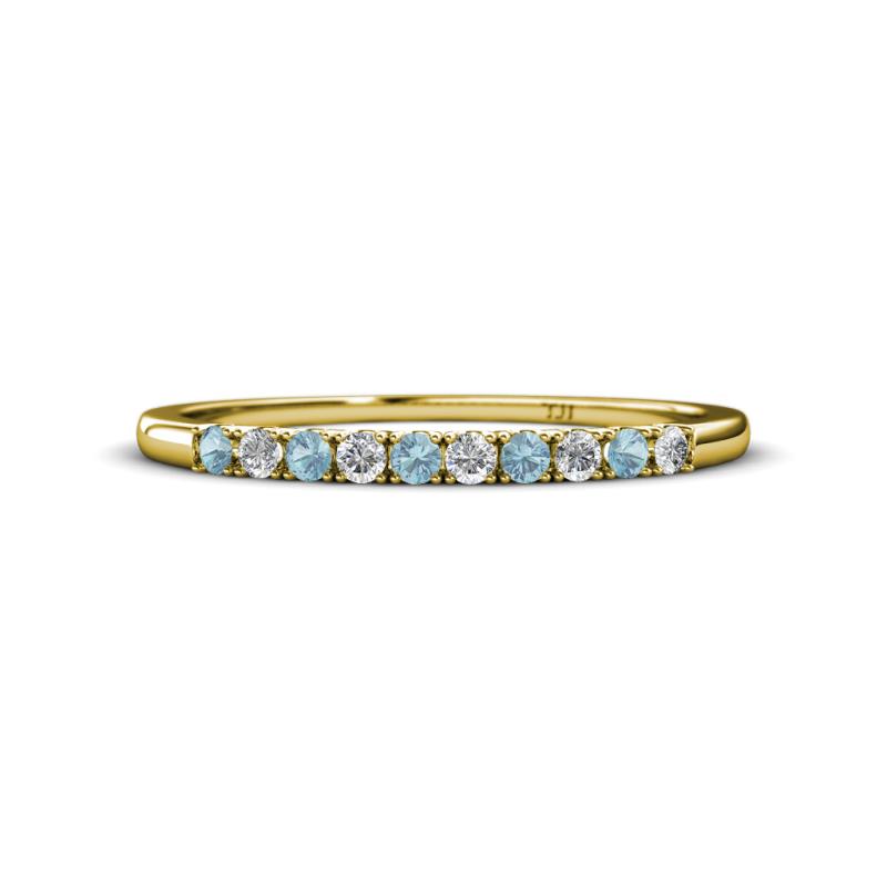 Emlynn 2.00 mm Aquamarine and Lab Grown Diamond 10 Stone Wedding Band 
