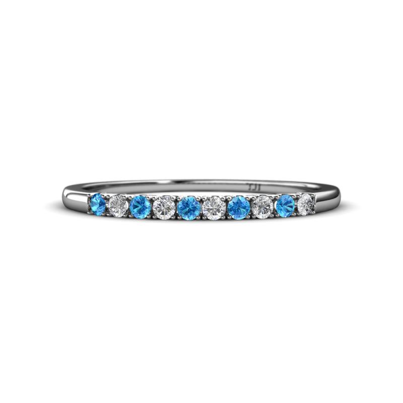 Emlynn 2.00 mm Blue Topaz and Lab Grown Diamond 10 Stone Wedding Band 