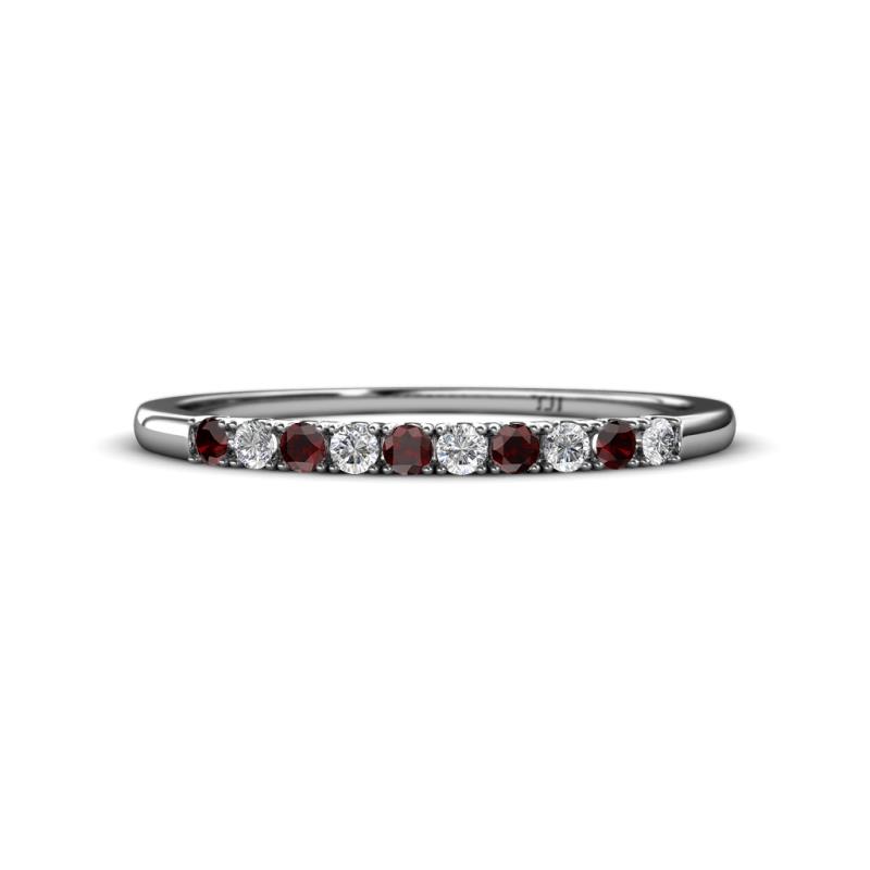 Emlynn 2.00 mm Red Garnet and Lab Grown Diamond 10 Stone Wedding Band 