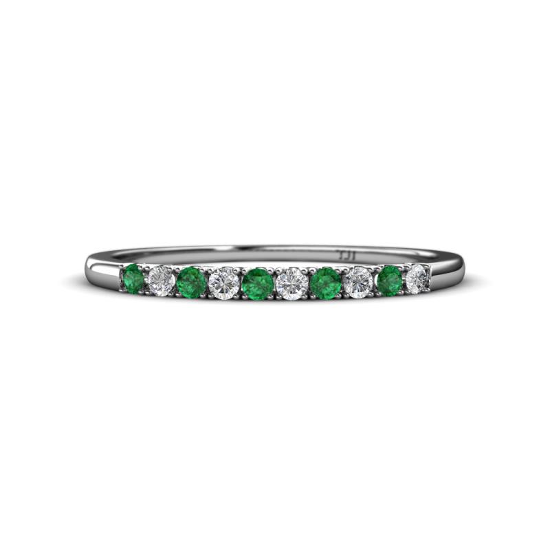 Emlynn 2.00 mm Emerald and Lab Grown Diamond 10 Stone Wedding Band 