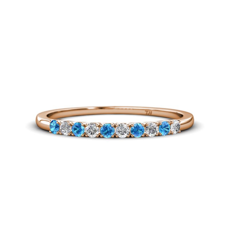 Emlynn 2.40 mm Blue Topaz and Lab Grown Diamond 10 Stone Wedding Band 