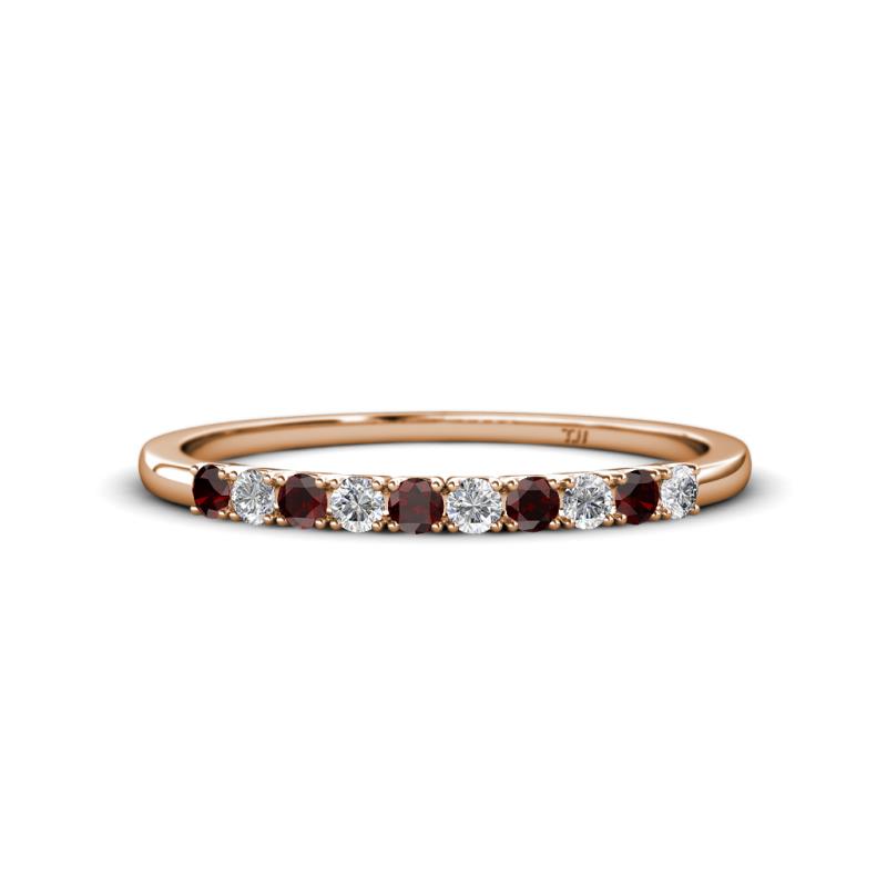 Emlynn 2.40 mm Red Garnet and Lab Grown Diamond 10 Stone Wedding Band 
