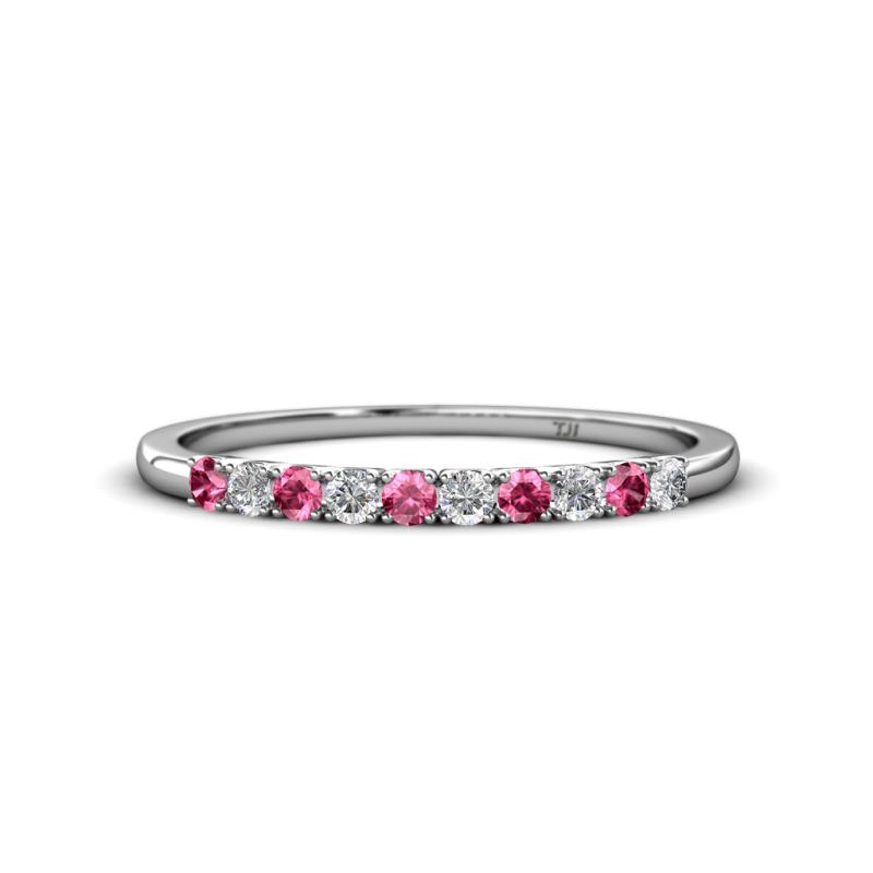 Emlynn 2.40 mm Pink Tourmaline and Lab Grown Diamond 10 Stone Wedding Band 