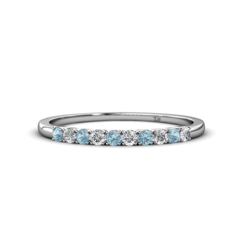 Emlynn 2.40 mm Aquamarine and Lab Grown Diamond 10 Stone Wedding Band 