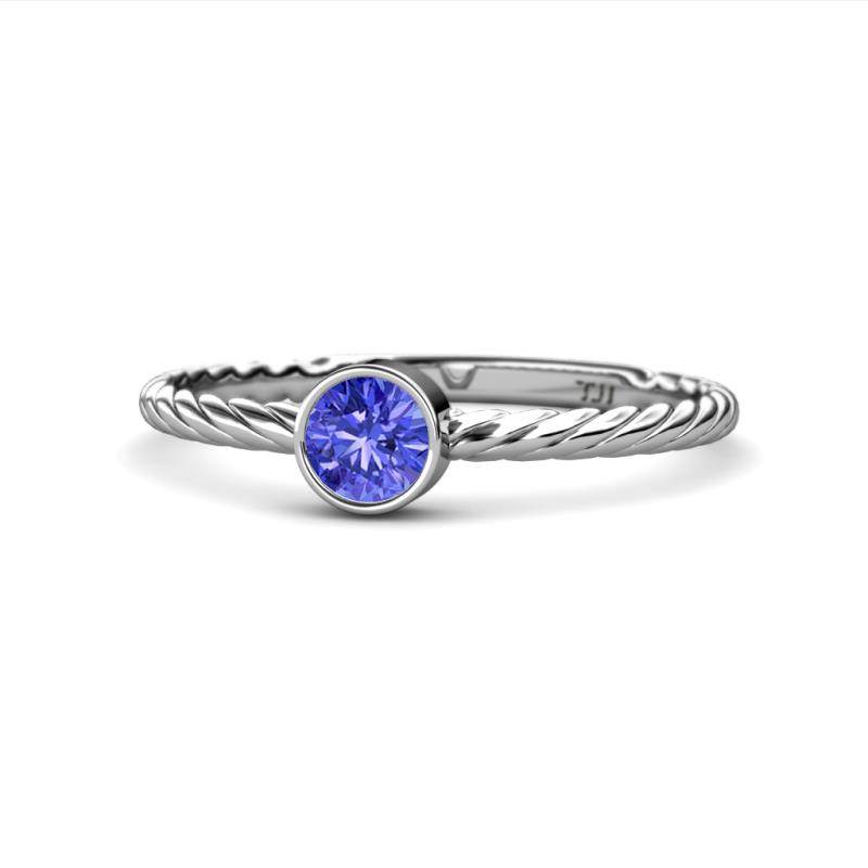 Marian Bold Round Tanzanite Solitaire Rope Promise Ring 
