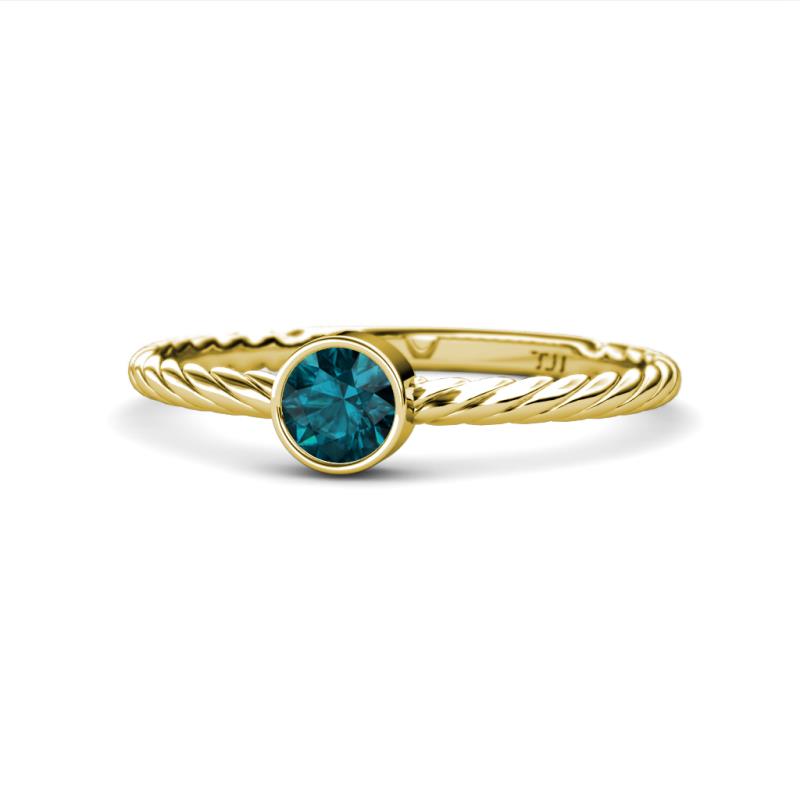 Marian Bold Round London Blue Topaz Solitaire Rope Promise Ring 