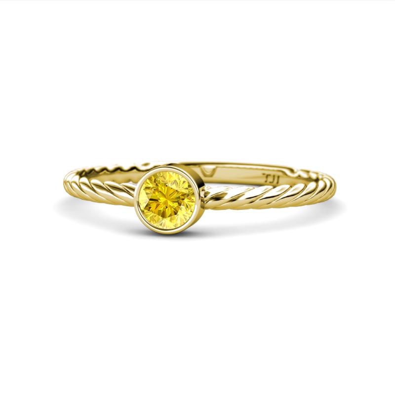 Marian Bold Round Lab Created Yellow Sapphire Solitaire Rope Promise Ring 