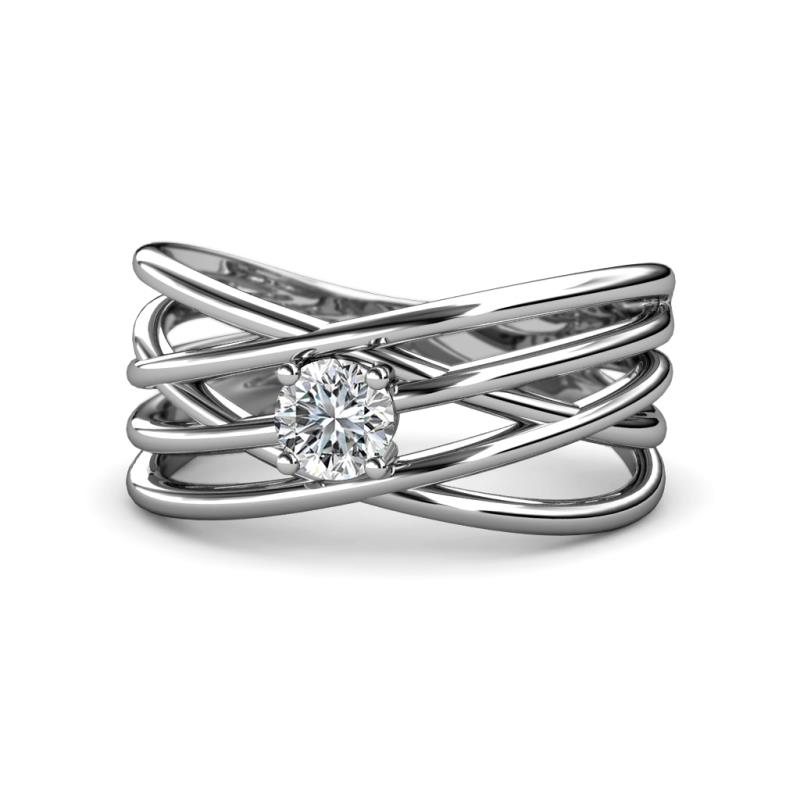 Marini Bold Round Diamond Solitaire Criss Cross Promise Ring 